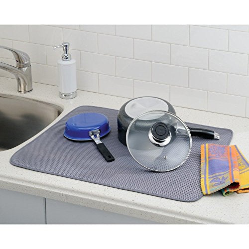 Absorbent Kitchen Countertop Dish Drying Mat (Pewter/Ivory / Pack of 1)