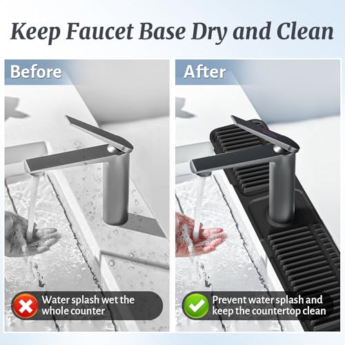 24 Inch Faucet Mat for Kitchen Sink Splash Guard (Black / 23.6" x 5.5")