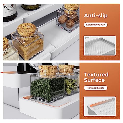 2 Pack Expandable Spice Rack Organizer for Cabinet (White / 2 Pack)
