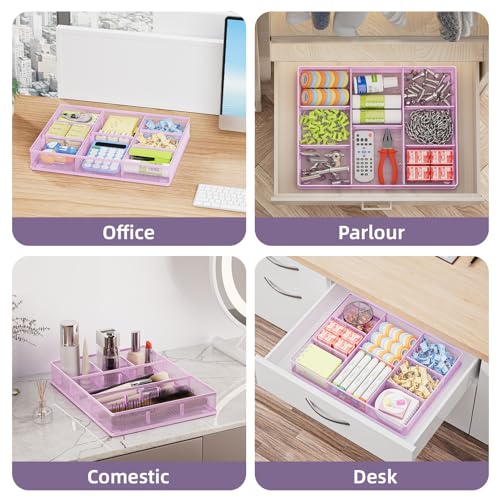 Desk Drawer Organizer (Purple / 12 x 8.5 x 1.8)