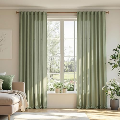 Sage Green Curtains for Beroom Liivng Room 84 Inch Length 2 Panels Set (50"W x 84"L (Pack of 2) / Sage Green-new)