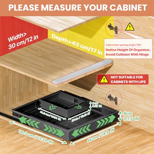 2 Pack Pull Out Cabinet Organizer (#1 Black 2 pack / 12"-19"W x 17"-23"D (2Pack))