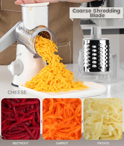 Rotary Cheese Grater Hand Crank (3 blades / A-White)