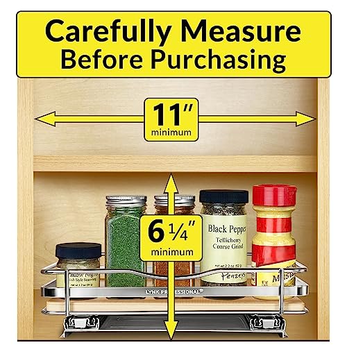lite™ Pull Out Spice Organization for Cabinets (Wood / 10-1/4" - 1 Tier)