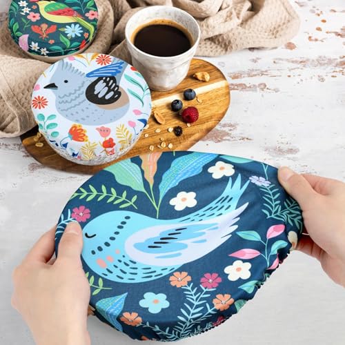 5 Pieces Bowl Covers Reusable (Floral Bird)