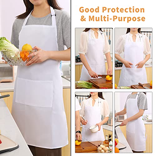 2 Pack Adjustable Bib Apron (Polyester-white)