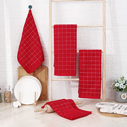 100% Cotton Terry Kitchen Towels (Red / 13 X 28 - 8 Pack)