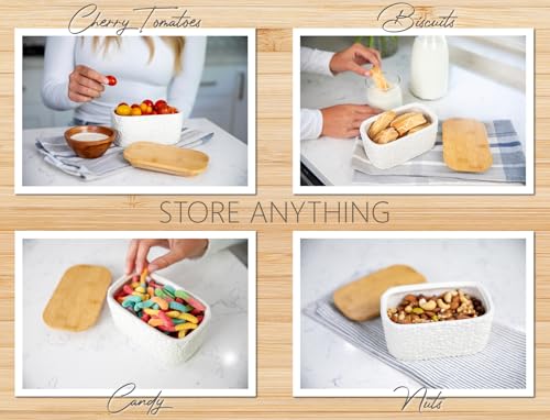 Ceramic Butter Dish with Airtight Bamboo Lid