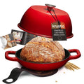 Enameled Cast Iron Dutch Oven for Sourdough Bread Baking (Red)
