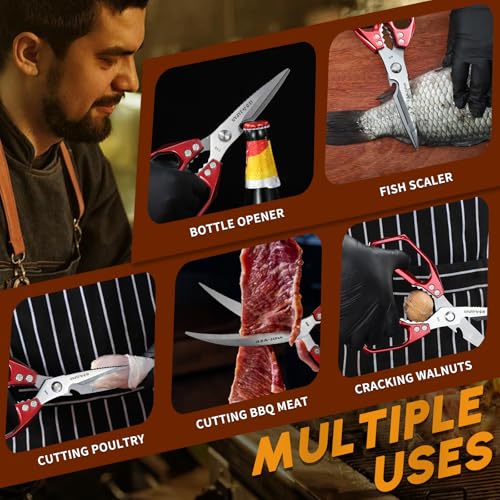 Kitchen Shears Heavy Duty (Red)
