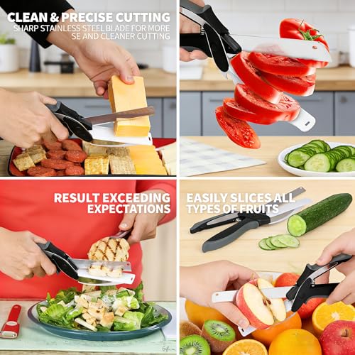 2 in 1 Kitchen Scissors for Food (Black-1pc)