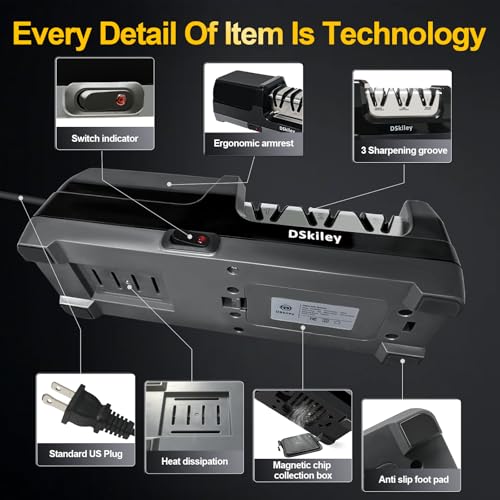 Electric Knife Sharpener for Kitchen (Black)