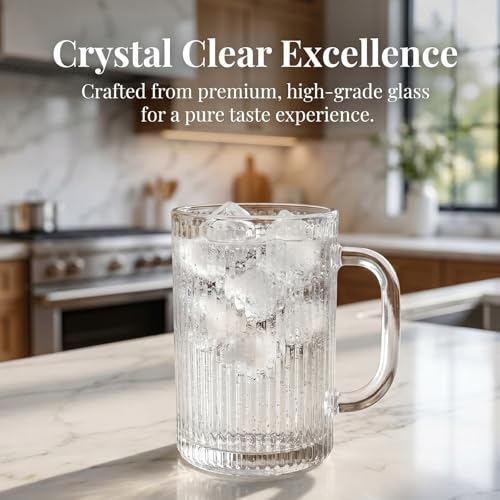 4 Pack Glass Coffee Mugs with Lid and Spoon