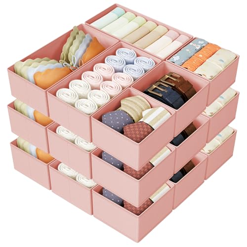 Drawer Organizer Clothes Storage (Pink / 18 Pack)