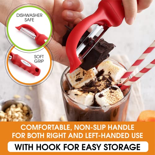 Swivel Vegetable Peeler for Kitchen with Soft Grip Handle (Red)