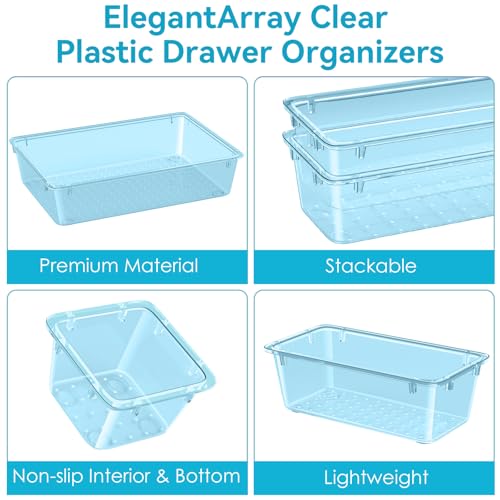 12 PCS Drawer Organizer Set (Sea Blue / 12 Pcs)