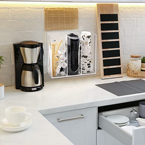 Acrylic Coffee Cup and Lid Storage Organizer (Clear)