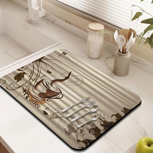 Coffee Bar Mat Accessories for Countertop (Coffee-11-1 / 24" x 18")