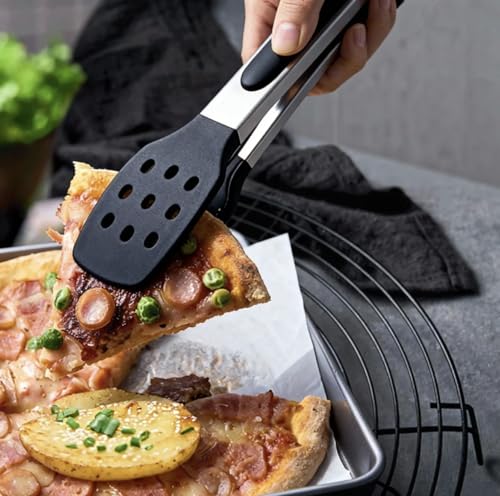 9 Inch Kitchen Tongs (9", Dotted, BLK)