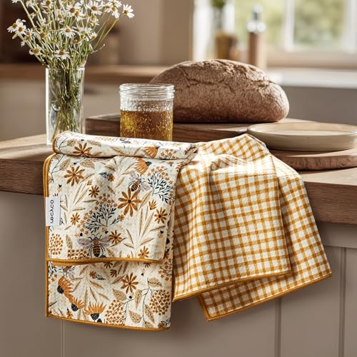 Waffle Kitchen Towel Set of 2 (Joyful Bees)