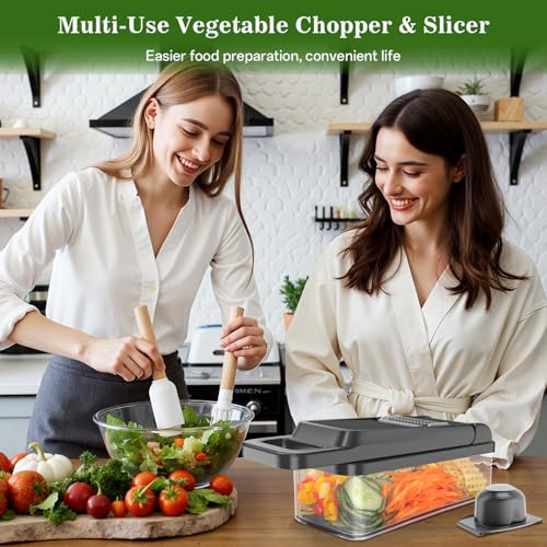 Veggie Chopper Vegetable Cutter (Gray / 10 blades)