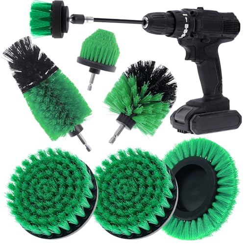 8 Pcs Drill Brush Attachment Set (Green)