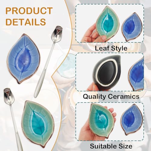 2 Pack Coffee Spoon and Leaf Rest Set (Lake blue and Sapphire)
