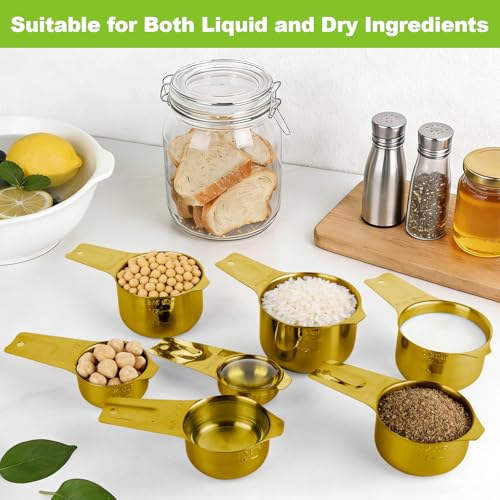 7 Pcs Gold Measuring Cups Stainless Steel (Gold / 7pcs)