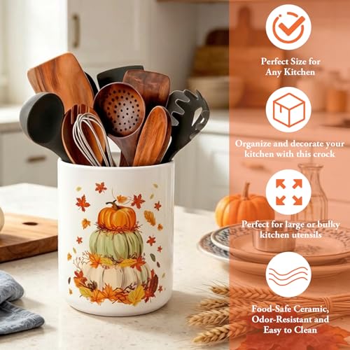 Fall Ceramic Utensil Holder Orange