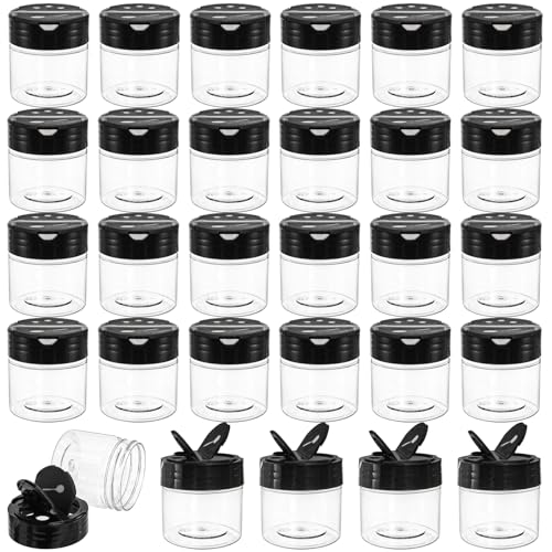 30 Pack Clear Plastic Jars 4 oz Mini Seasoning Bottles Spice Jars with Black Flip Cap to Pour Or Shaker