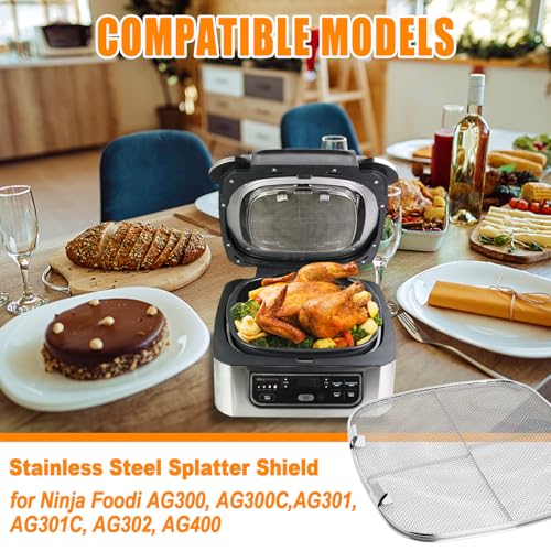 Stainless Steel Splatter Shield for Ninja Foodi AG301 (1 Pack)