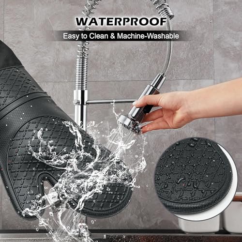 Extra Long Silicone Oven Mitts (Black / 15''-2pcs)