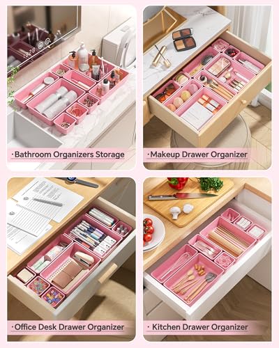 25 PCS Plastic Drawer Organizers Set (Pink)