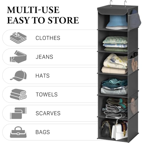 6 Shelf Hanging Closet Organizer (6 Shelf / Dark Gray)