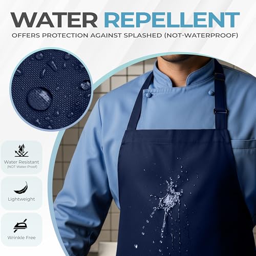 Bib Aprons 4 Pack Adjustable With 2 Pockets Navy (4 Pack / Navy)