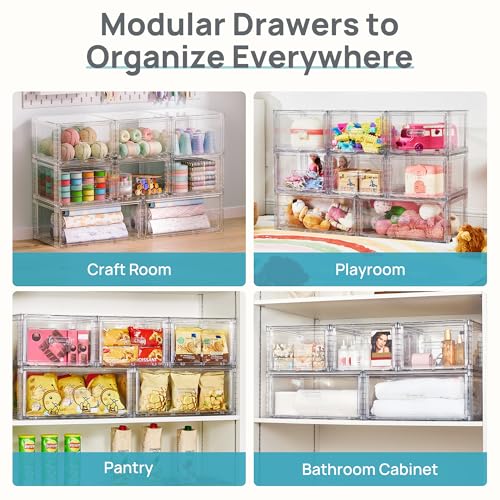 6 Pack Clear Stackable Storage Bins 15QT (Medium)