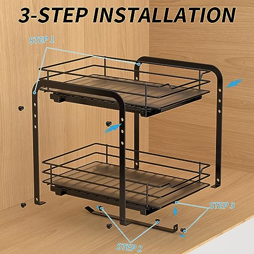 Spice Rack Pull Out Spice Racks Organizer for Cabinet (2 Tier,7.5''Wx10.5''Dx9.5''H)