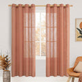 80 Inch Length Terracotta Linen Sheer Curtains for Living Room (52"W x 80"L (Pack of 2) / Terracotta)