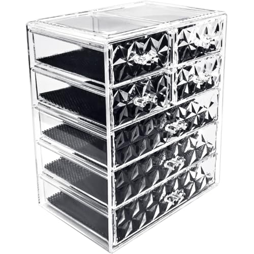 7 Drawer Makeup Organizer with Small & Wide Drawers (Diamond / 3 Large, 4 Small Drawers)