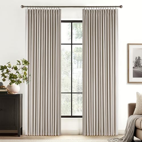 Linen Blackout Curtains 96 inches Long (Pinch Pleated - Taupe / 40"W x 96"L (Pack of 2))