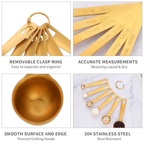 Measuring Spoons (6PCS Round Measuring Spoons / Rose Gold)