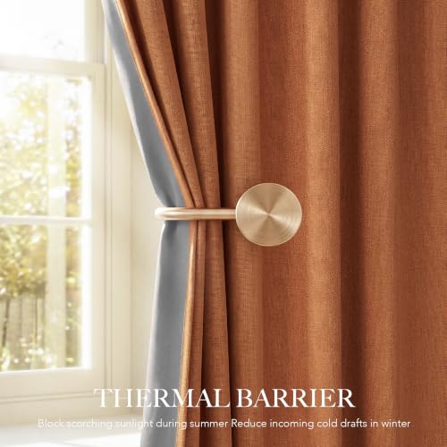 Burnt Orange Total Blackout Curtains 96 Inch Long for Office (Burnt Orange / 52"W x 96"L (Pack of 2))