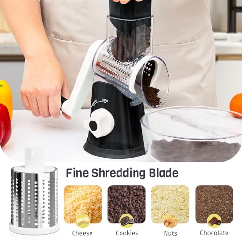 Black Hand Crank Rotary Cheese Grater (Black / 3 Blades)