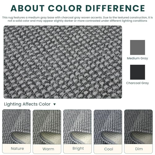 Washable 5x7 Living Room Rug (Grey/Dark Grey / 5' x 7' (Rectangular))