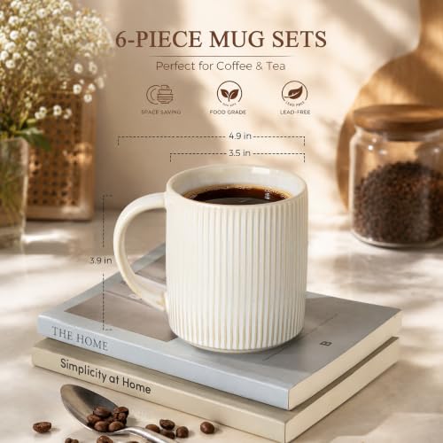 Ceramic Coffee Mugs Set of 4 (Reactive White / 14 OZ (Set of 4))