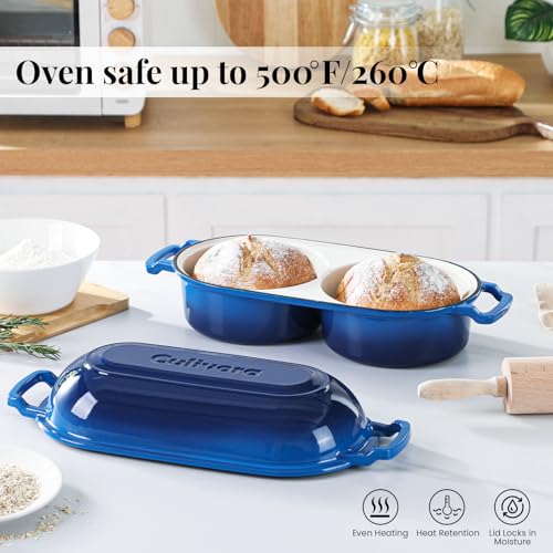 Cast Iron Bread Pan with Lid (Blue)