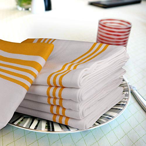 Kitchen Towels Cotton Dish Towels 20”x30” (20" x 30" (Set of 6) / 014 Yellow/White)