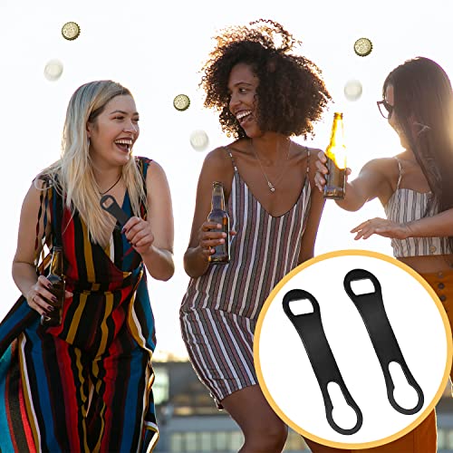 2 Pieces Bottle Opener and Pour Spout Remover Flat Bar Key for Bartenders Stainless Steel Speed Opener Multifunction Dog Bone Wine Bottle Opener for Home Kitchen Party and Bar (Black)