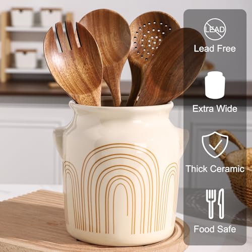 Ceramic Farmhouse Kitchen Utensil Holder for Countertop (Arch)