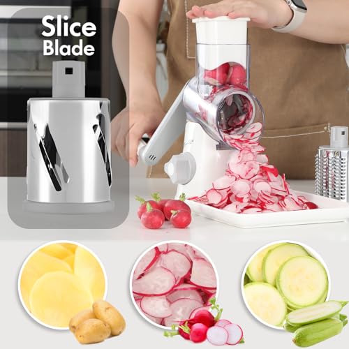 Rotary Cheese Grater with Handle (White)